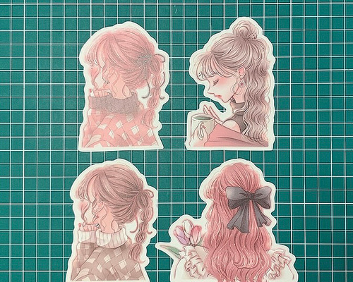 B級品 女の子ダイカット20枚 No.222 おすそ分けファイル、手帳、日記