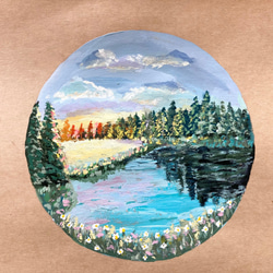 ORIGINAL PAINTING - calm river, 景色, 原画, オリジナルアート 2枚目の画像