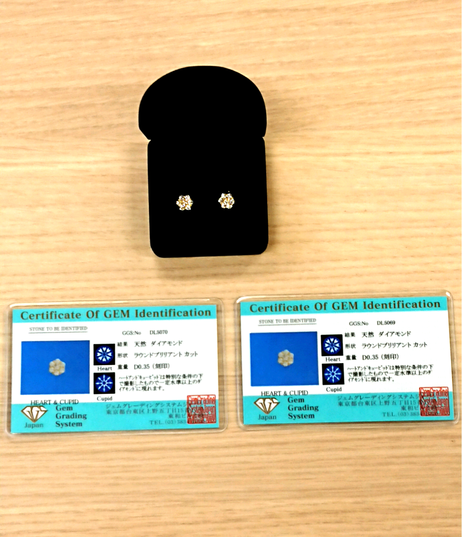 天然ダイヤモンドピアス ハート&キューピッド 鑑定書付 0.7CT