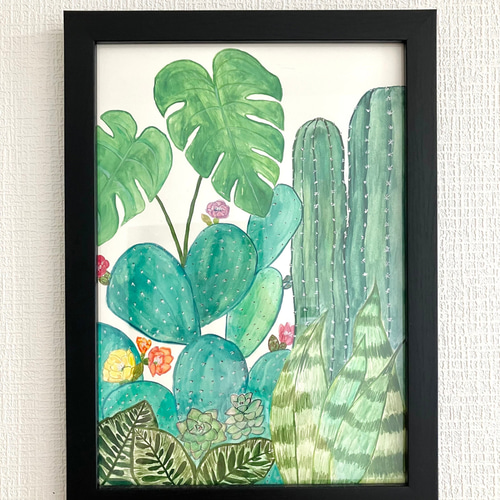 ORIGINAL PAINTING - cactus, 原画, オリジナルアート, サボテン＆観葉