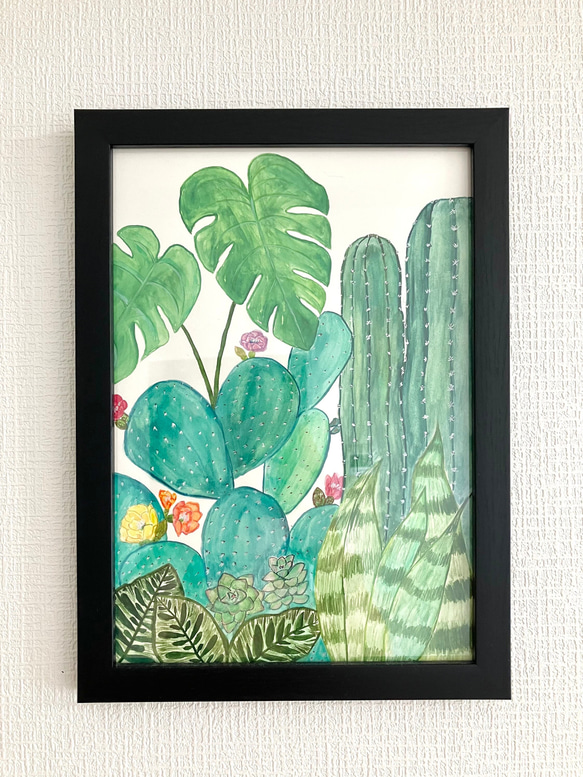 ORIGINAL PAINTING - cactus, 原画, オリジナルアート, サボテン＆観葉植物の絵 2枚目の画像