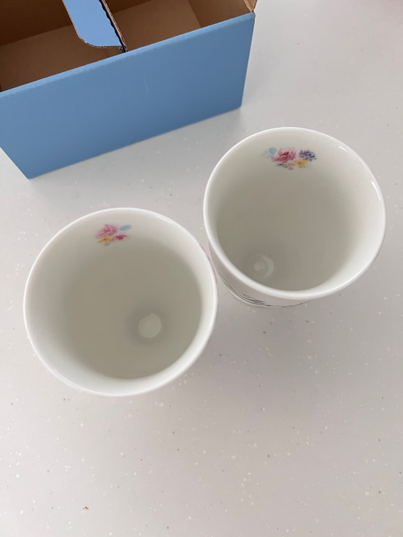 【ポーセラーツ】パステルカラー花柄/ゴブレット ペアマグカップ 4枚目の画像