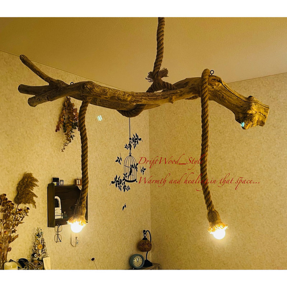 流木インテリア 交差する枝が美しい古木風な天然流木のシーリングライト ペンダントライト LED ランプ 照明器具 北欧 7枚目の画像