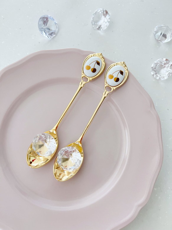 ポーセラーツ】ボンポワン風さくらんぼ/ペアスプーン カトラリー