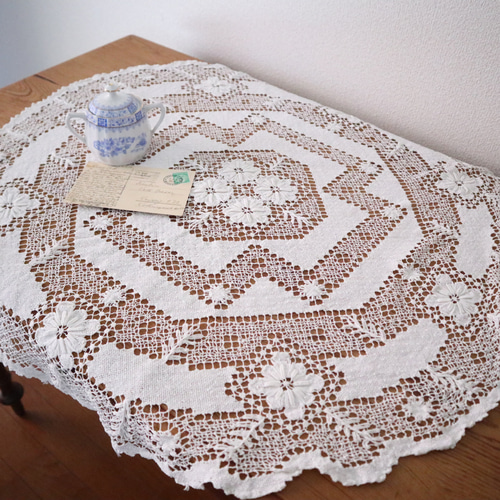 近沢レース テーブルクロス 手刺繍 手編み 綿 ハンドメイド