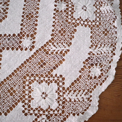 ドイツの手仕事/細やかな手編み タスカニーレース テーブルクロス