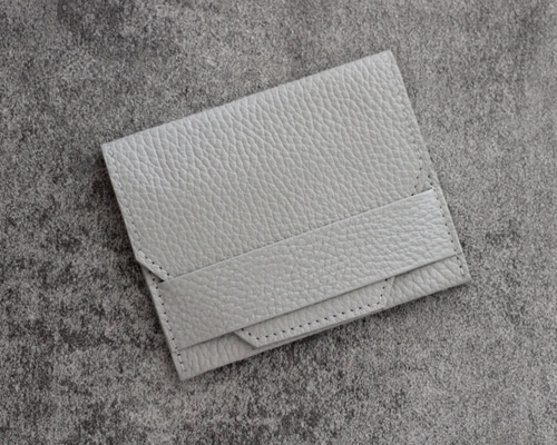 small wallet【シボ革/ライトグレー】 三つ折り財布 chi.wata