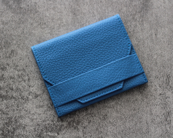 small wallet【シボ革/ブルー】 1枚目の画像