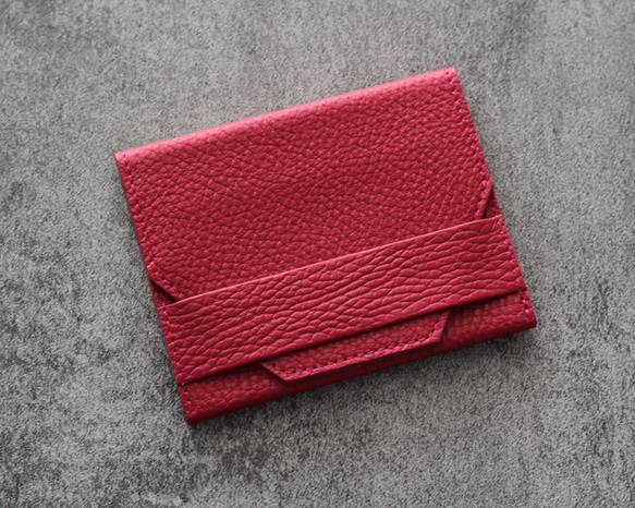 small wallet【シボ革/レッド】 三つ折り財布 chi.wata 通販