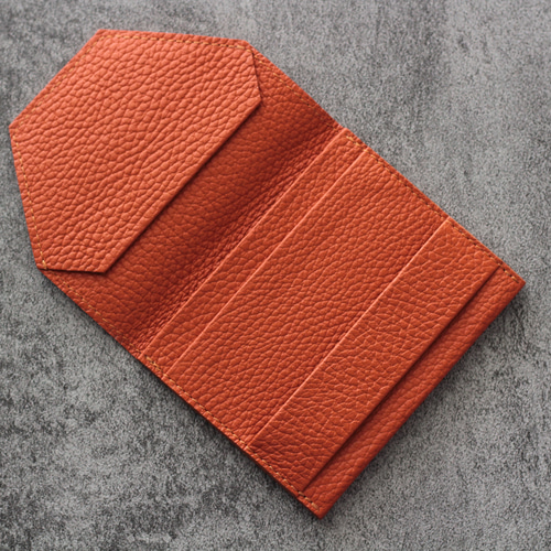 small wallet【シボ革/オレンジ】 三つ折り財布 chi.wata 通販