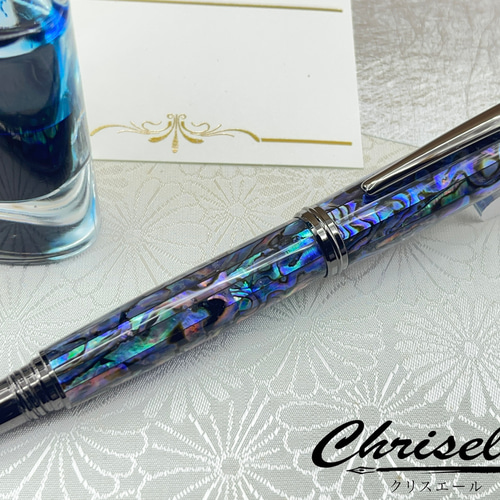 黒アワビ貝、螺鈿万年筆！ ペン・筆記用具 chriselle 通販 15286793