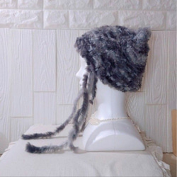 キャットヤーンで編んだふわふわ猫耳ニット帽〈アメショ〉 9枚目の画像