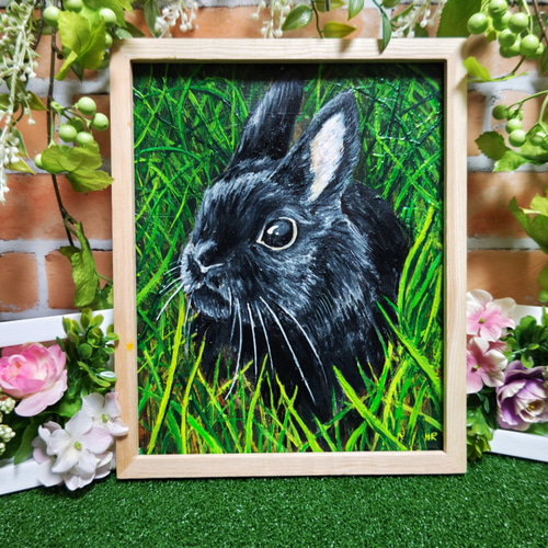 油絵 絵画 【黒うさぎ】 絵画 HR 通販 15286862｜Creema(クリーマ)