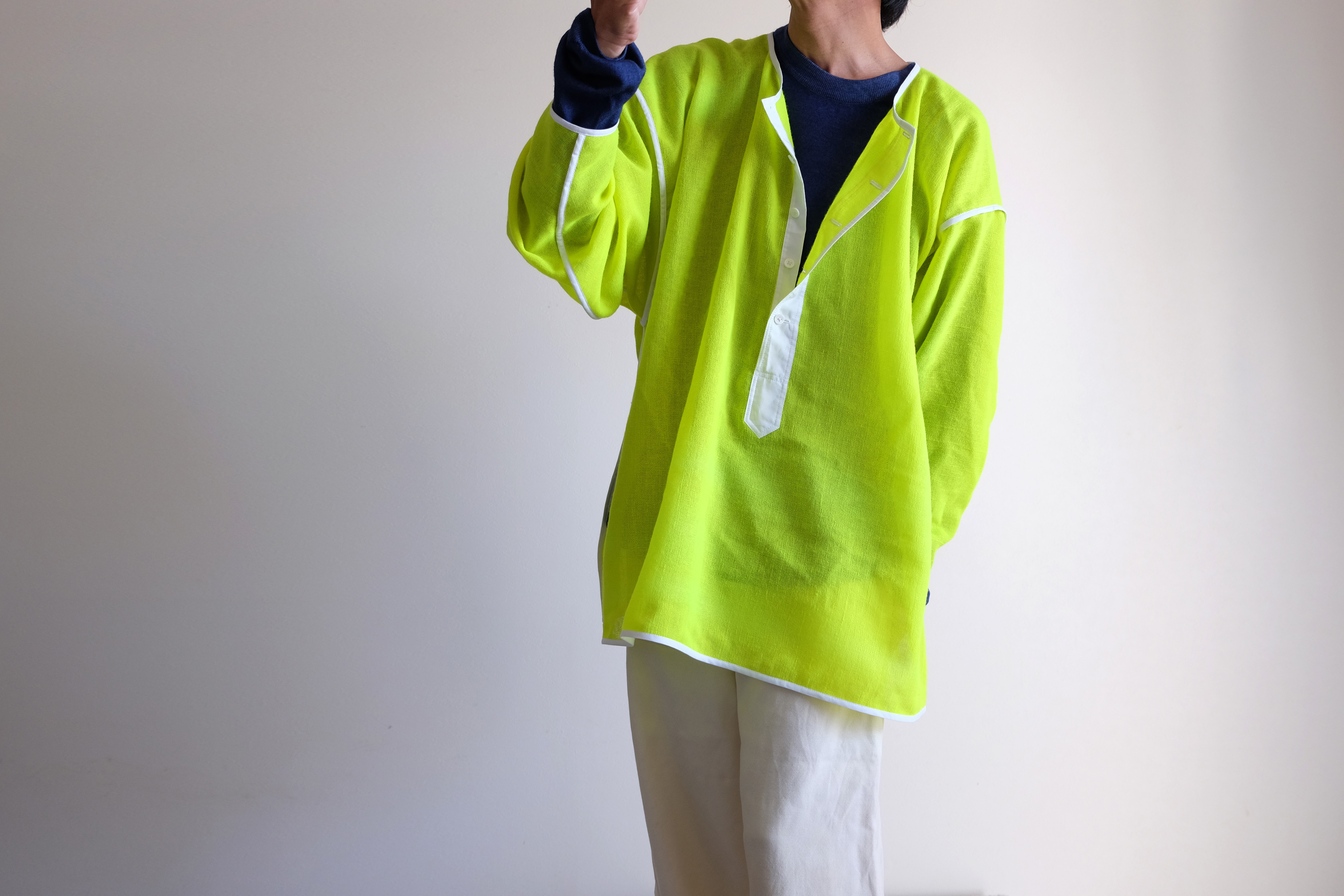 たゆり ビックヘンリーネック ZIPスリット カットソー/ウールガーゼ