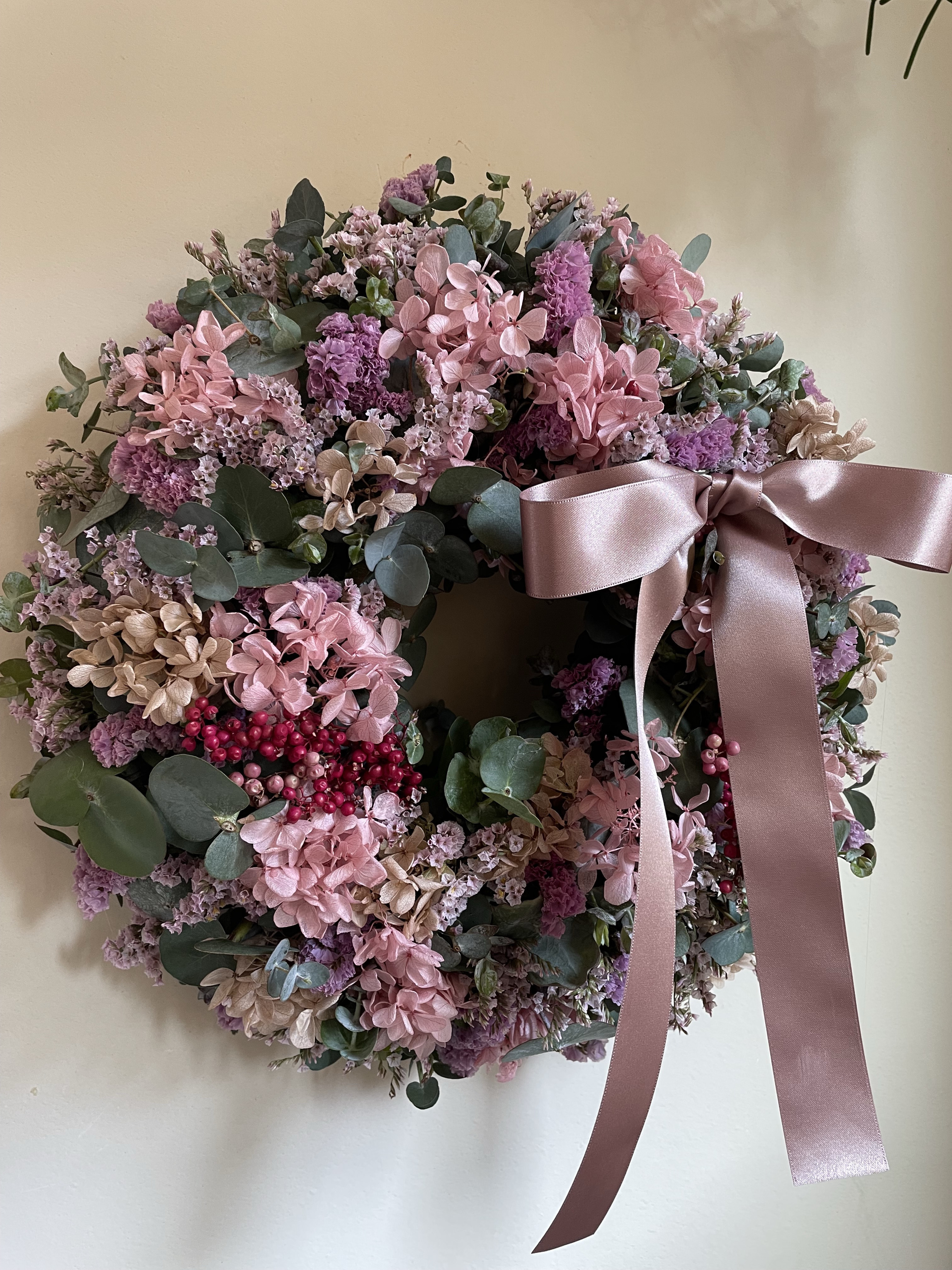 〜Freshユーカリ&ピンクスターチス wreath〜 6,000円