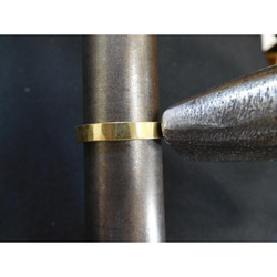 鍛造 結婚指輪 純金 24金 k24 シンプル 槌目 平打ちリング 幅3mm くすみ加工 12枚目の画像