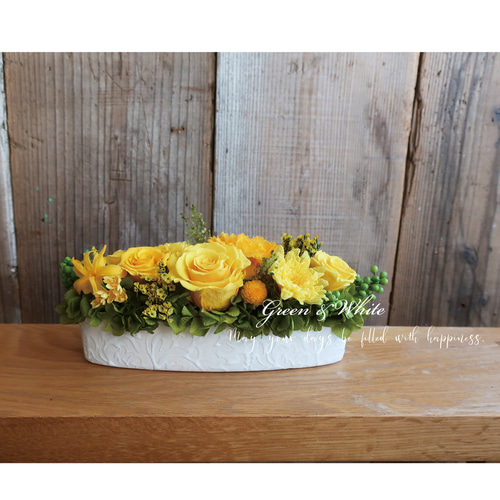 ミモザイエロー＊*テーブルコーディネート プリザーブドフラワー Riley