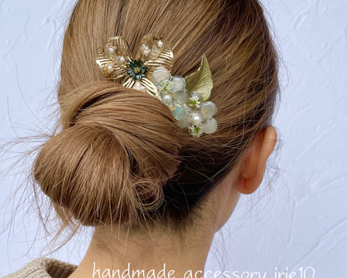 No.223 フユノフジサン 髪飾り 水引 バレッタ コーム ヘアクリップ No.223 フユノフジサン 髪飾り 水引 バレッタ コーム ヘアクリップ