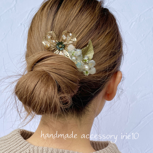 月の雫 インパクトのある髪飾り ヘアコーム ヘアクリップ バレッタ