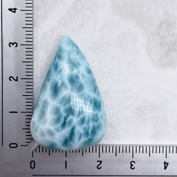 大粒 ラリマー ルース ドロップ しずく 33.5mm*22.5mm 天然石 ブルー系 青 水色 5枚目の画像