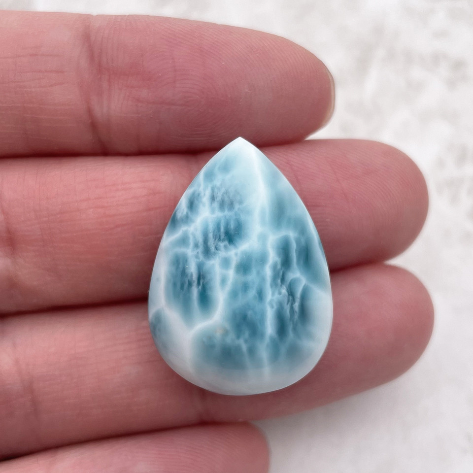 大粒 ラリマー ルース ドロップ しずく 23mm*20mm 天然石 ブルー系 青 水色