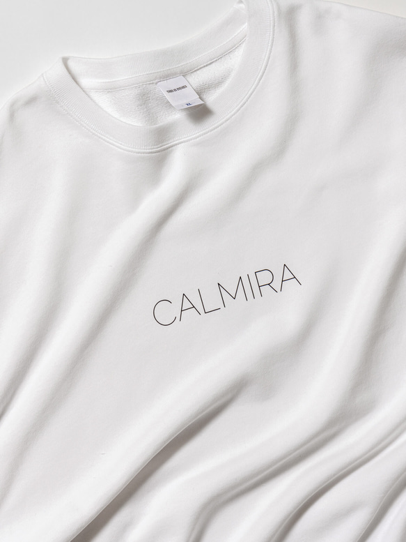CALMIRA 【泣き笑】スウェット　ロンT　ビッグシルエット　オーバーサイズ  ホワイト　白　 3枚目の画像