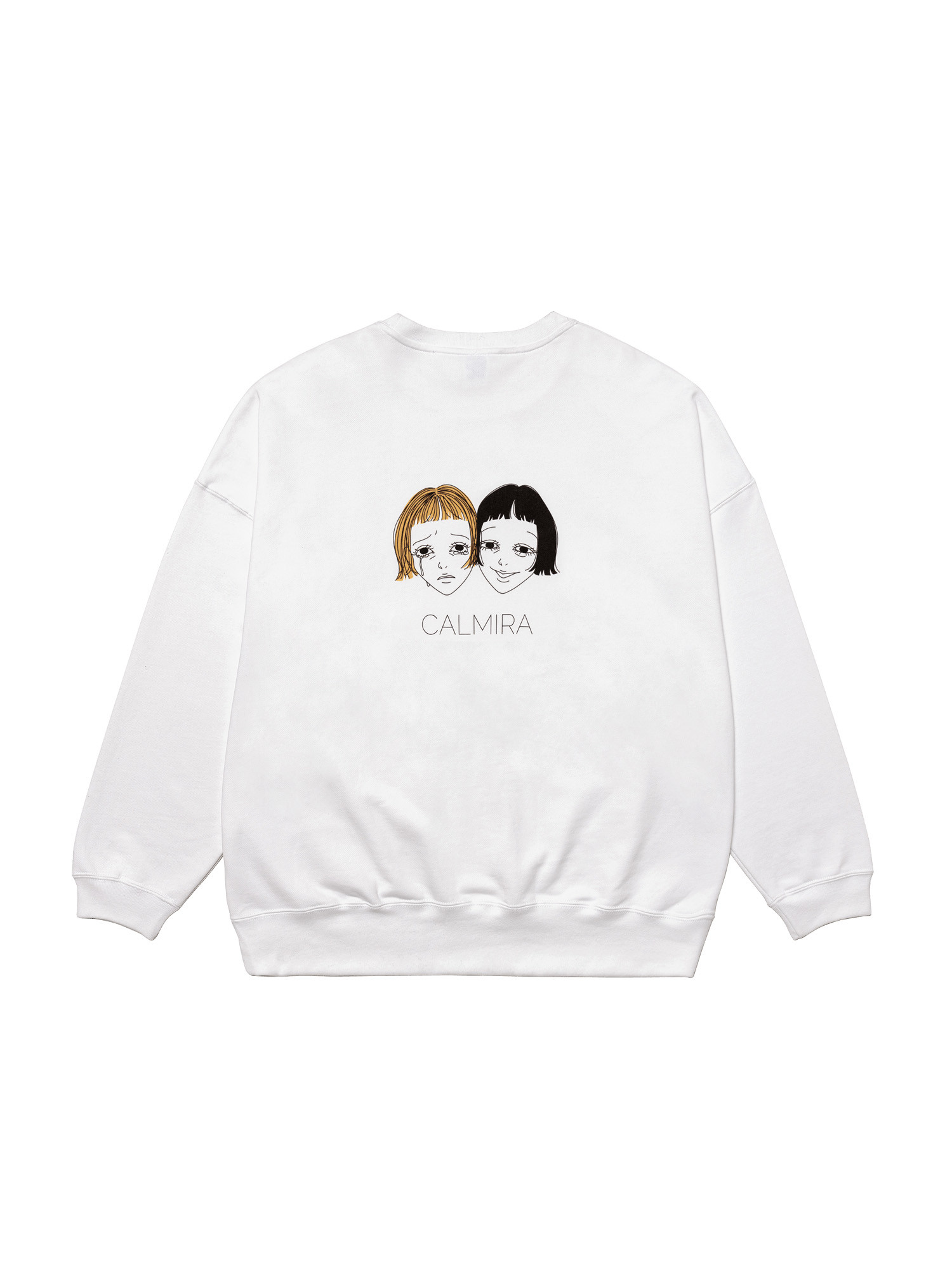 CALMIRA 【泣き笑】スウェット　ロンT　ビッグシルエット　オーバーサイズ  ホワイト　白