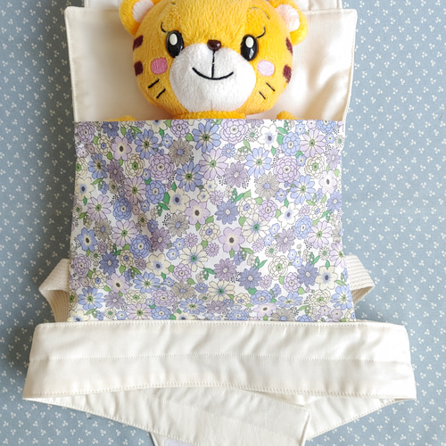 お人形用抱っこ紐 おんぶ紐 ドールキャリア 紫色 小花柄 おもちゃ