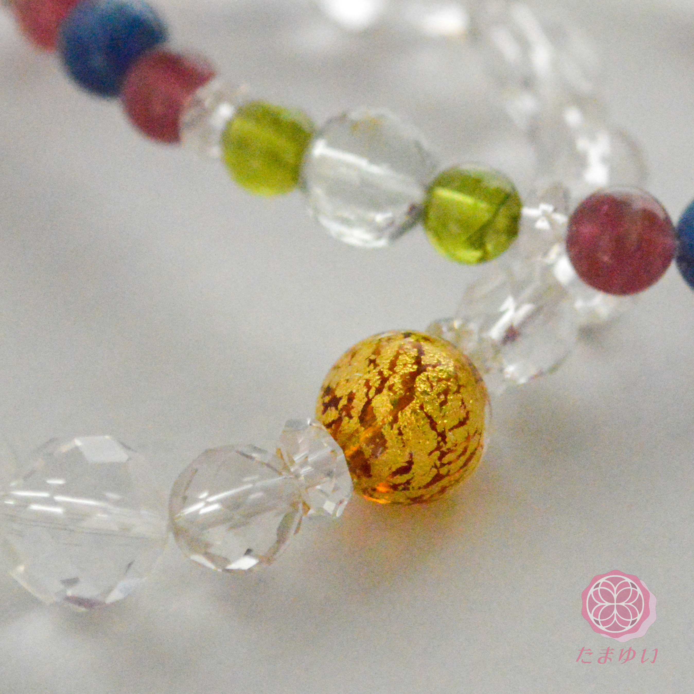 神様を味方につける～魂結いブレス虹をわたる ピンクトルマリン カイヤナイト ペリドット グリーンアメジスト タンザナイト