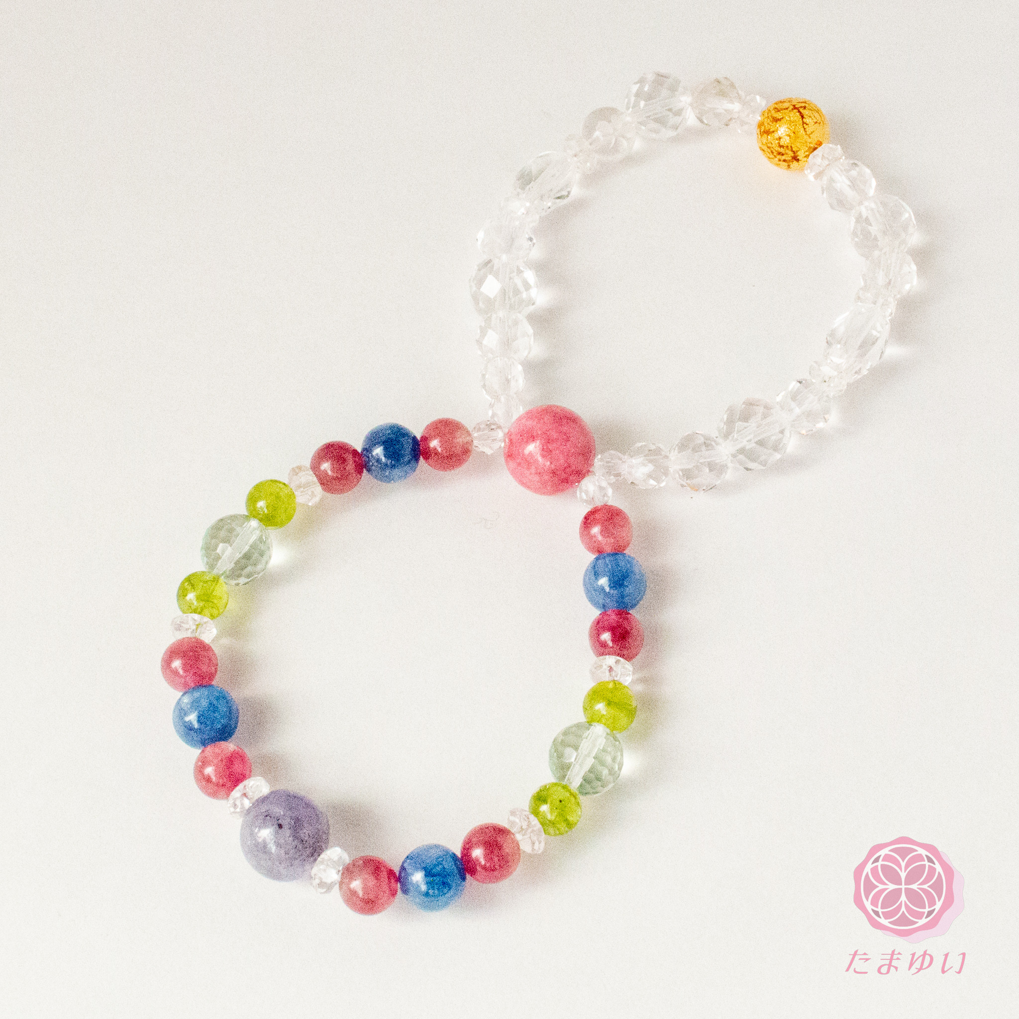 神様を味方につける～魂結いブレス虹をわたる ピンクトルマリン カイヤナイト ペリドット グリーンアメジスト タンザナイト