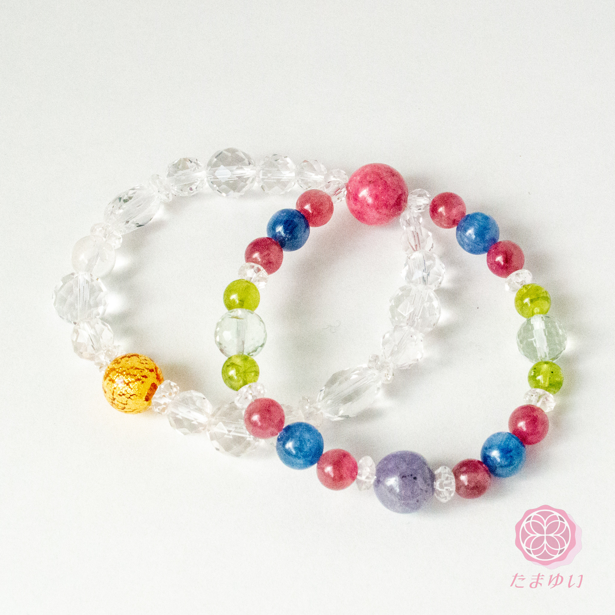 神様を味方につける～魂結いブレス虹をわたる ピンクトルマリン カイヤナイト ペリドット グリーンアメジスト タンザナイト