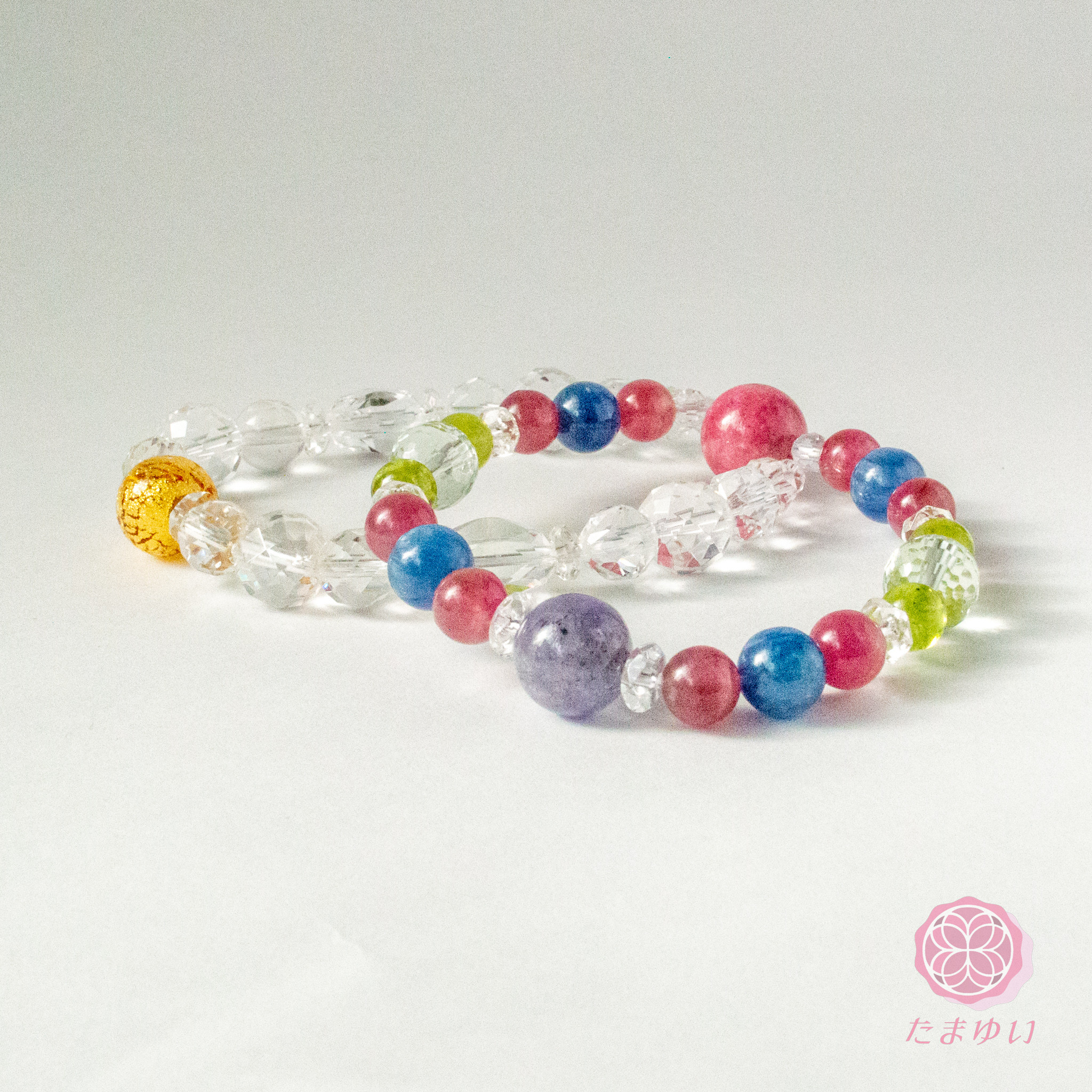 神様を味方につける～魂結いブレス虹をわたる ピンクトルマリン カイヤナイト ペリドット グリーンアメジスト タンザナイト