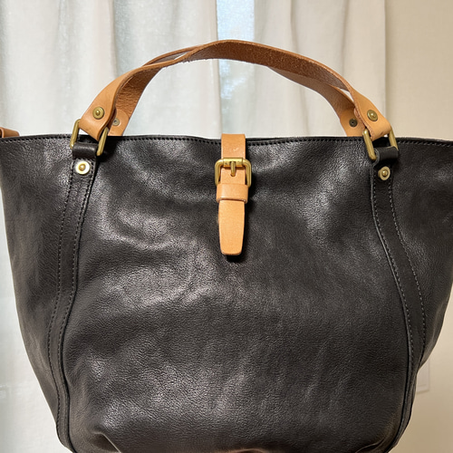 全2色】2wayレザートートバッグ 本革 舟形ショルダーバッグ 軽量