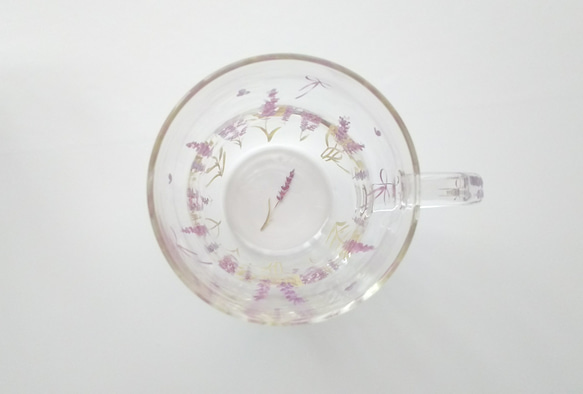 ラベンダーの耐熱ガラスマグカップ 1個 6枚目の画像