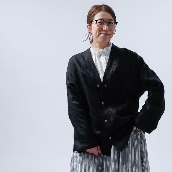 wafu リネンカーディガン 黒 wafu / リネンカーディガン】オール