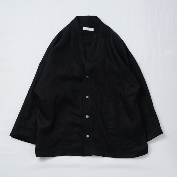 [wafu] 亞麻開襟衫 對於那些喜歡真正亞麻 wafu 優質亞麻/燈黑色 h042e-lbk3 第19張的照片