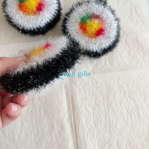 再販売】韓国発キラキラたわし☆キンパ 大小 太巻き 海苔巻き 単品