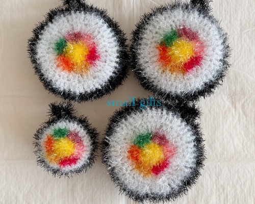 再販売】韓国発キラキラたわし☆キンパ 大小 太巻き 海苔巻き 単品