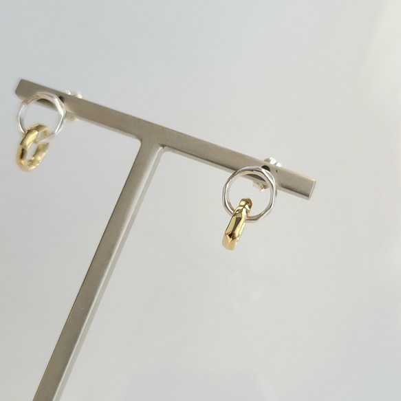 Linking circles Pierced Earrings/ SV925 / Brass ≪送料無料≫KY-069 9枚目の画像