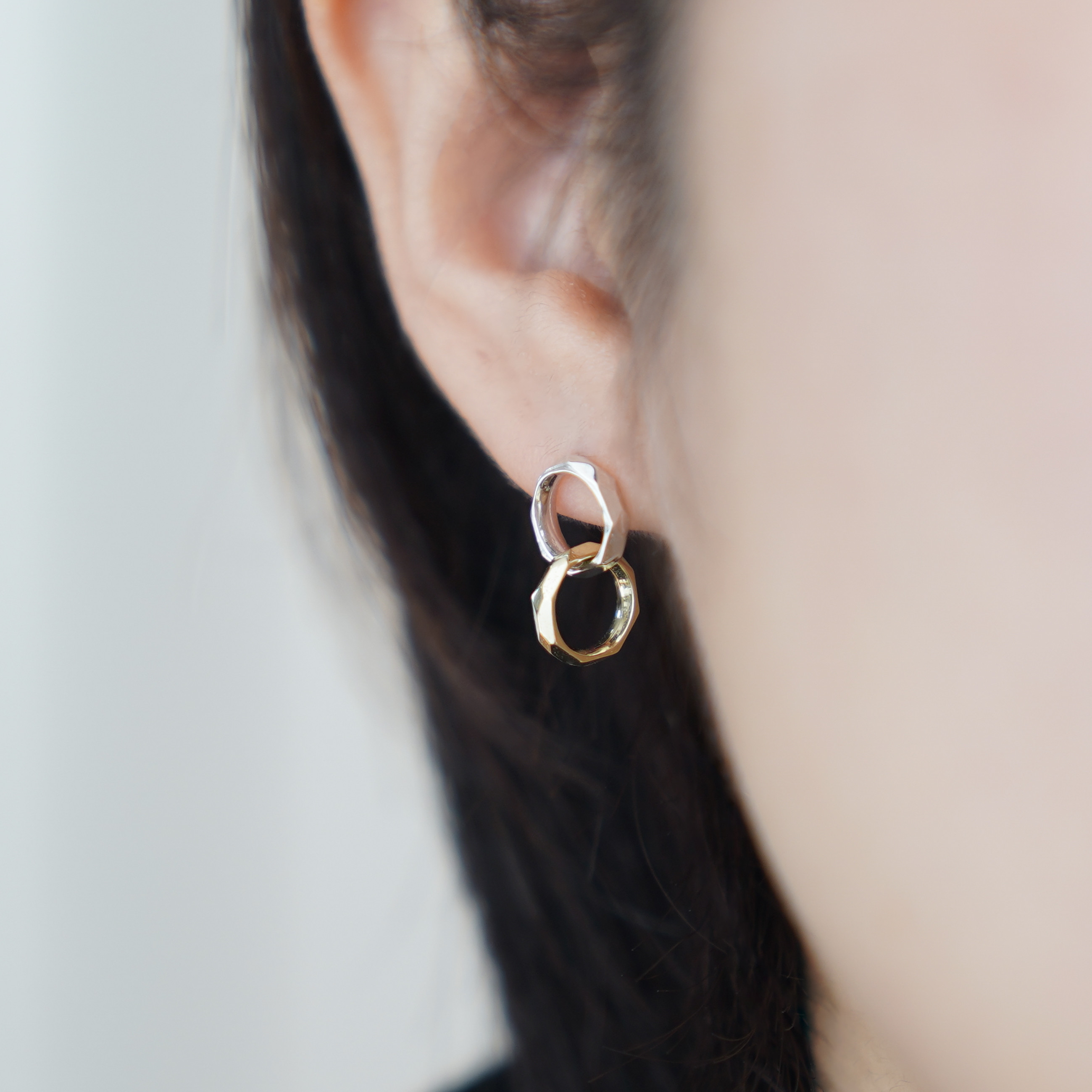 Linking circles Pierced Earrings/ SV925 / Brass ≪送料無料≫KY-069