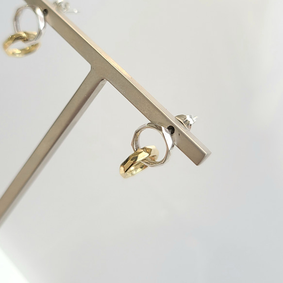 Linking circles Pierced Earrings/ SV925 / Brass ≪送料無料≫KY-069 4枚目の画像