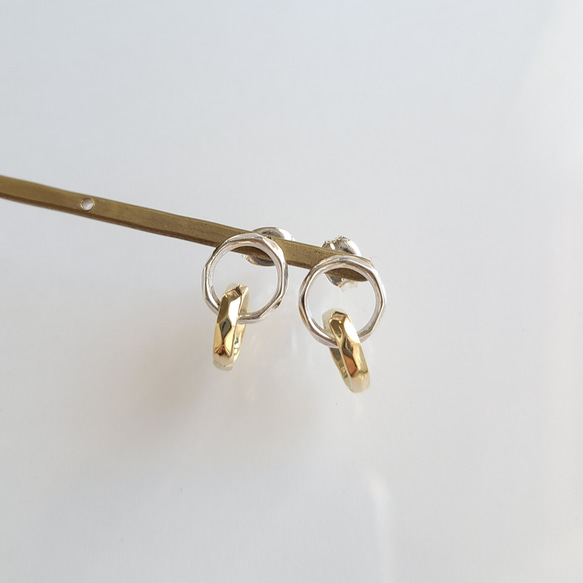Linking circles Pierced Earrings/ SV925 / Brass ≪送料無料≫KY-069 7枚目の画像