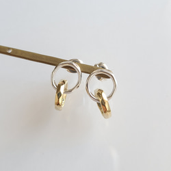 Linking circles Pierced Earrings/ SV925 / Brass ≪送料無料≫KY-069 2枚目の画像