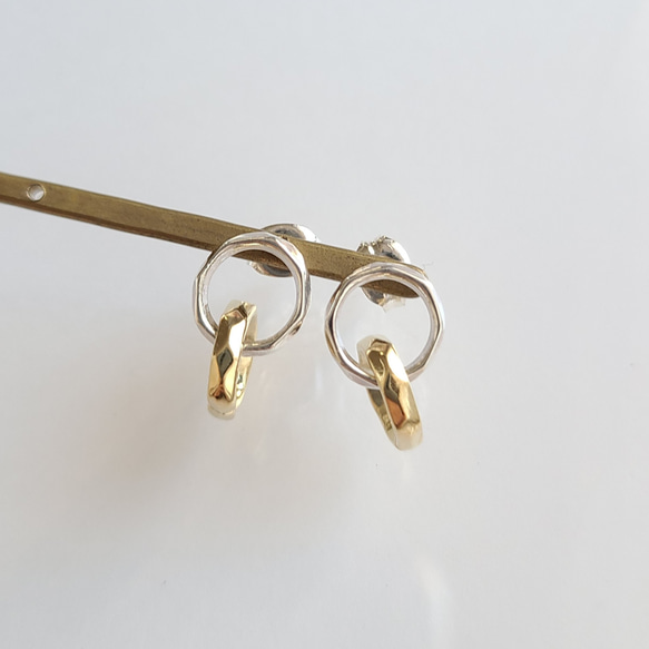 Linking circles Pierced Earrings/ SV925 / Brass ≪送料無料≫KY-069 2枚目の画像