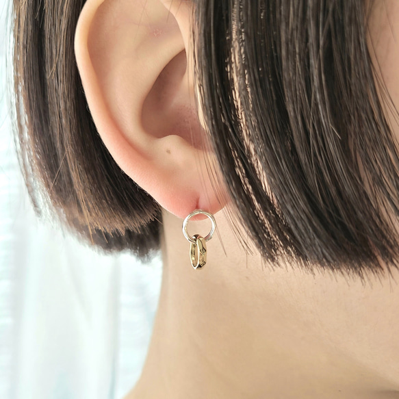 【K10】Linking circles Pierced Earrings/ SV925 ≪送料無料≫KY-069K10 7枚目の画像