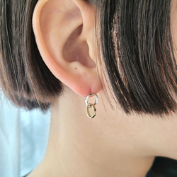 【K10】Linking circles Pierced Earrings/ SV925 ≪送料無料≫KY-069K10 2枚目の画像