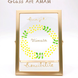 AMAM ガラス フレーム  ミモザ　リース 6枚目の画像