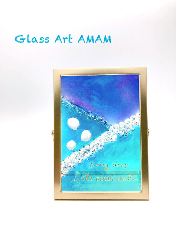 AMAM ガラス フレーム  雪降る海 4枚目の画像