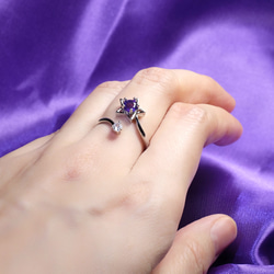 紫水晶流星造型寶石戒指  愛情水晶 穩定關係 二月誕生石 能量石  FREE SIZE 第1張的照片
