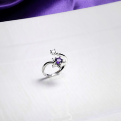 紫水晶流星造型寶石戒指  愛情水晶 穩定關係 二月誕生石 能量石  FREE SIZE 第4張的照片